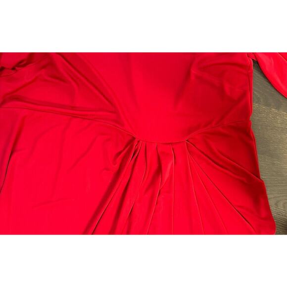Ann Scholz Red Jersey Dress Draped Woman Sleeves ~sz‎ US 18 - Picture 4 of 6